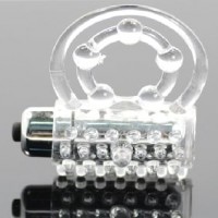  Cock Ring Vibrating Clit Flicker 7-Function, CLEAR cockring